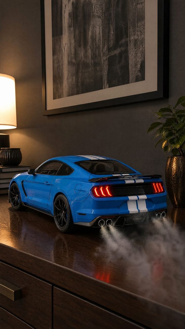 Wholesale 1:32 Alloy Diecast Blue Mustang Model Car Toy Pull Back With Light And Sound Collectible Display Gift for Kids Boys