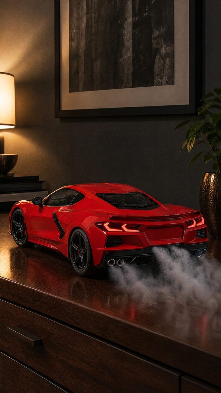 Wholesale 1:32 Alloy Diecast Red Corvette Sports Car Model Car Toy Pull Back With Light And Sound Collectible Display Gift for Kids Boys