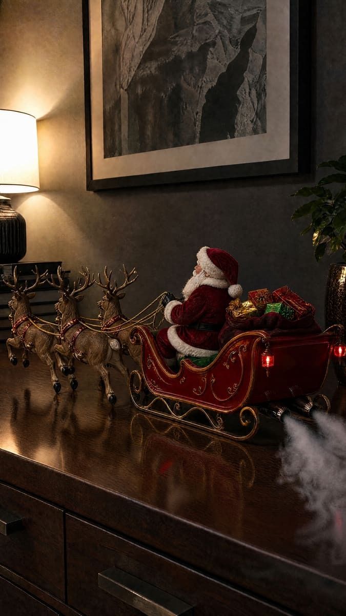 Wholesale 1:32 Alloy Diecast Santa Sleigh Christmas Set Model Car Toy Pull Back With Light And Sound Collectible Display Gift for Kids Boys