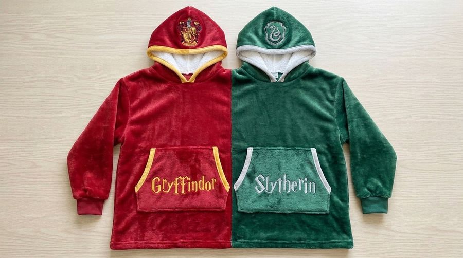 Factory Wholesale Gryffindor & Slytherin Couple Hoodie Cartoon Plush Flannel Sherpa-Lined Oversized Matching Pullover for Lovers