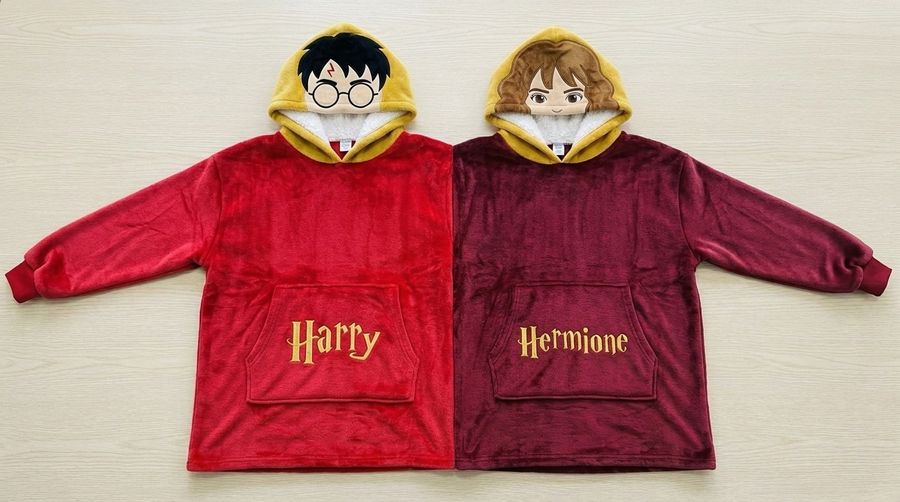 Factory Wholesale Harry & Hermione Couple Hoodie Cartoon Plush Flannel Sherpa-Lined Oversized Matching Pullover for Lovers