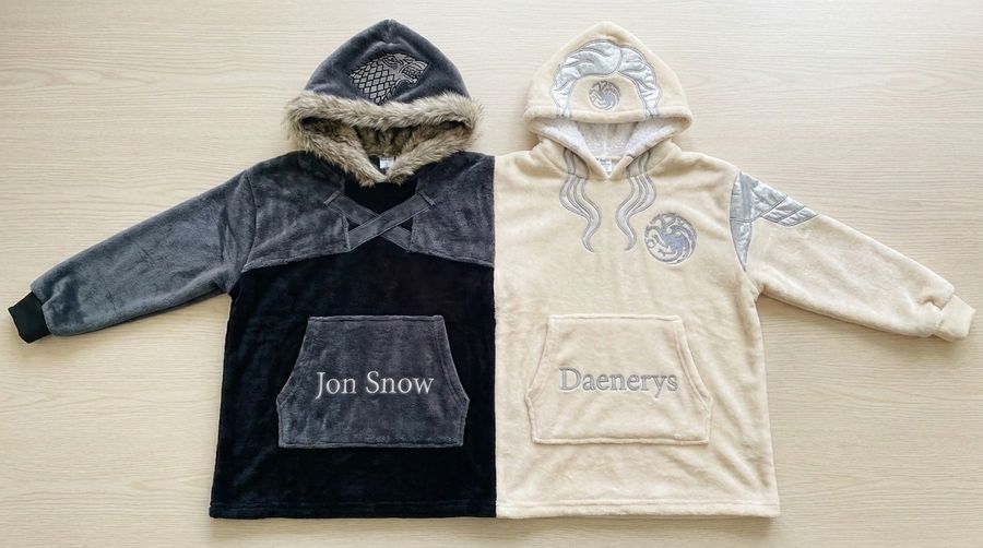 Factory Wholesale Jon Snow & Daenerys Couple Hoodie Cartoon Plush Flannel Sherpa-Lined Oversized Matching Pullover for Lovers