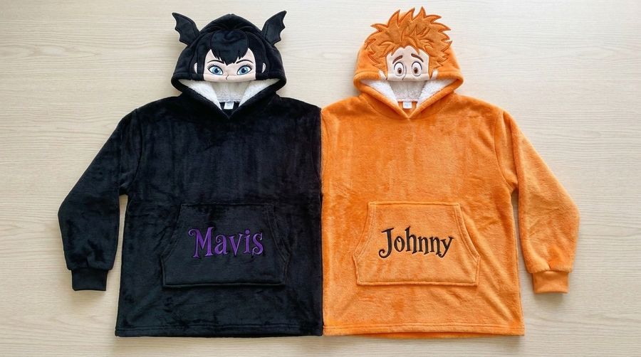 Factory Wholesale Mavis & Johnny Couple Hoodie Cartoon Plush Flannel Sherpa-Lined Oversized Matching Pullover for Lovers