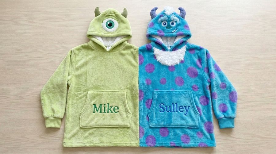 Factory Wholesale Mike & Sulley Couple Hoodie Cartoon Plush Flannel Sherpa-Lined Oversized Matching Pullover for Lovers