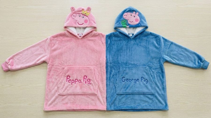 Factory Wholesale Peppa & George Couple Hoodie Cartoon Plush Flannel Sherpa-Lined Oversized Matching Pullover for Lovers