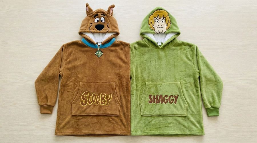 Factory Wholesale Scooby & Shaggy Couple Hoodie Cartoon Plush Flannel Sherpa-Lined Oversized Matching Pullover for Lovers