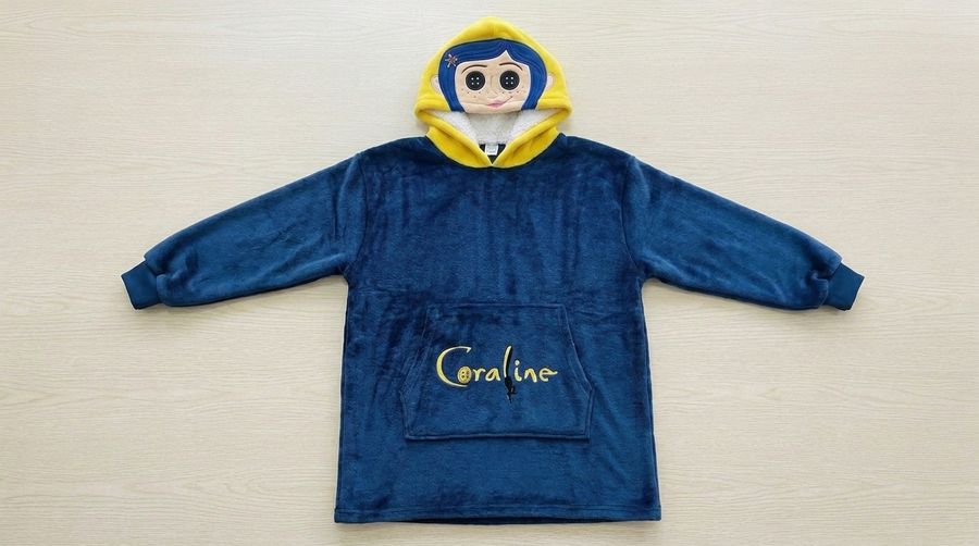 Wholesale Coraline Character Hoodie Cartoon Plush Hooded Sweatshirt Sherpa Lining Cosplay Loungewear Unisex