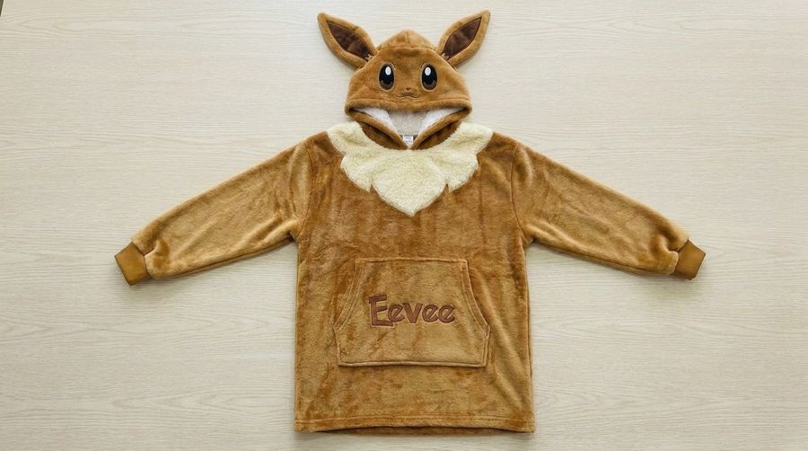 Wholesale Eevee Character Hoodie Cartoon Plush Hooded Sweatshirt Sherpa Lining Cosplay Loungewear Unisex