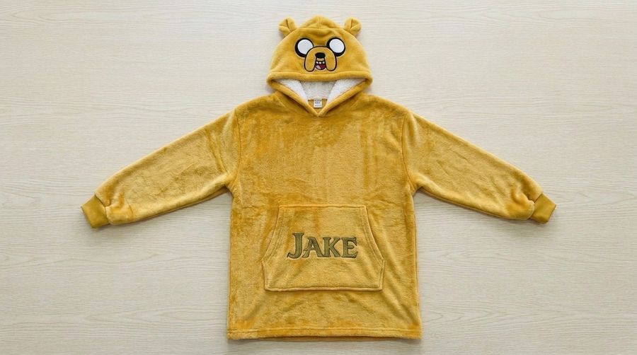 Wholesale Jake Character Hoodie Cartoon Plush Hooded Sweatshirt Sherpa Lining Cosplay Loungewear Unisex