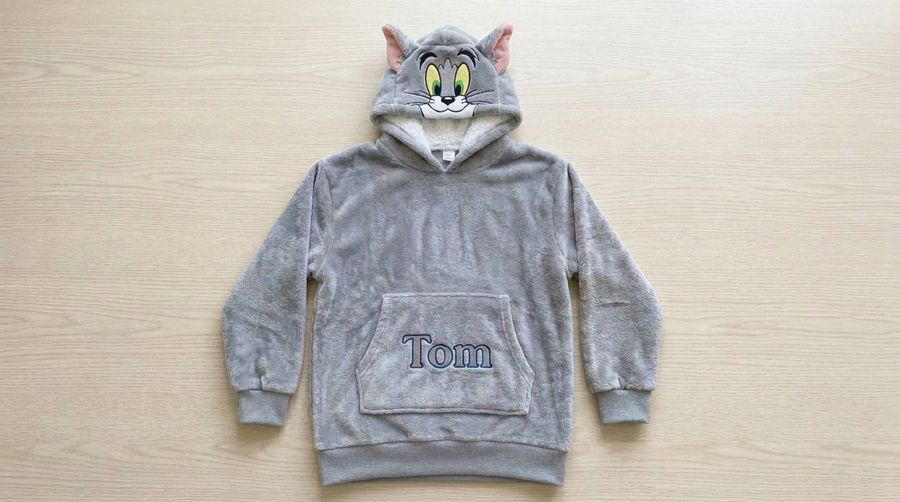 Wholesale Tom Character Hoodie Cartoon Plush Hooded Sweatshirt Sherpa Lining Cosplay Loungewear Unisex
