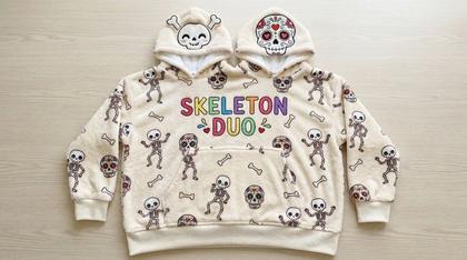 Skeleton Duo Sugar Skull Couple Plush Hoodies